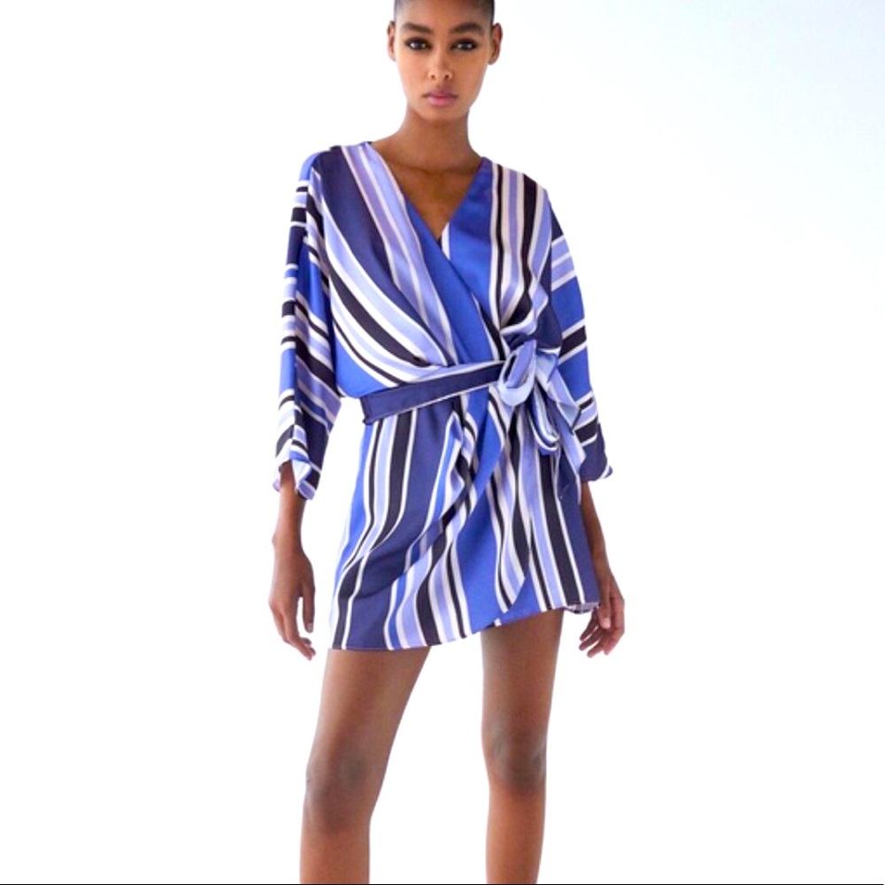 NEW!!!Zara Blue and White Striped Jumpsuit Size S